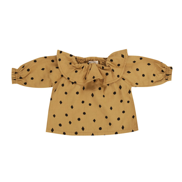 Rylee + Cru Dots N' Diamonds Collar Blouse / Mustard