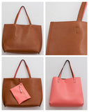 Street Level Reversible Tote Brown/Salmon