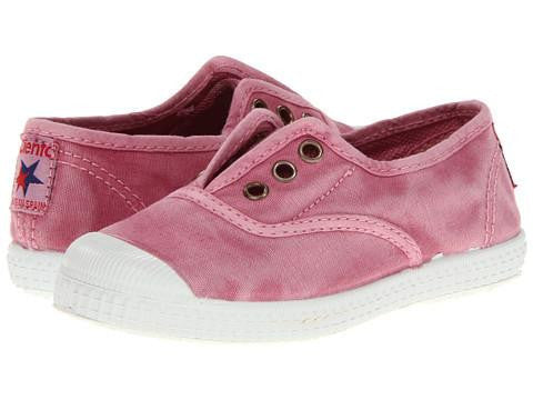 Cienta Girl's Distressed Pink Canvas Laceless Sneaker