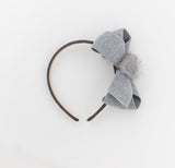 Handmade Fur Pompom Bow Headband - Gemgem  - 2