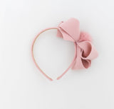 Handmade Fur Pompom Bow Headband - Gemgem  - 1