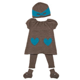 [Oeuf] Heart Dress - brown/turquoise - Gemgem  - 2