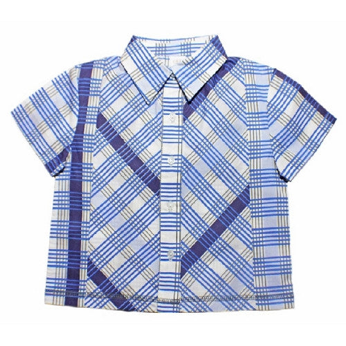 [Egg Baby] Cotton Button Down Shirt - indigo - Gemgem  - 1