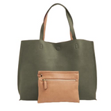 Street Level Olive/Nude Reversible Tote