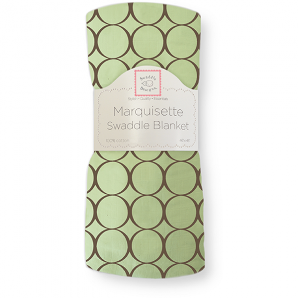 [Swaddle Designs] Marquisette Swaddle Blanket - Brown Mod Circles on Green