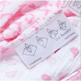 [Swaddle Design] Marquisette Swaddling Blanket - Pastel Pink with Very Berry Mod Circles